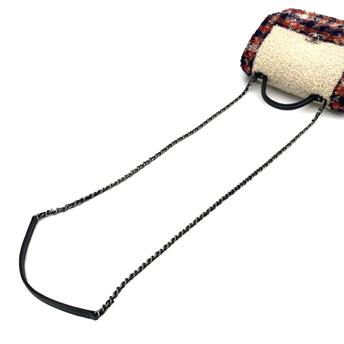 CHANEL CHAIN HAND SHOULDER BAG MULTI COLOR TWEED FUR 90261210