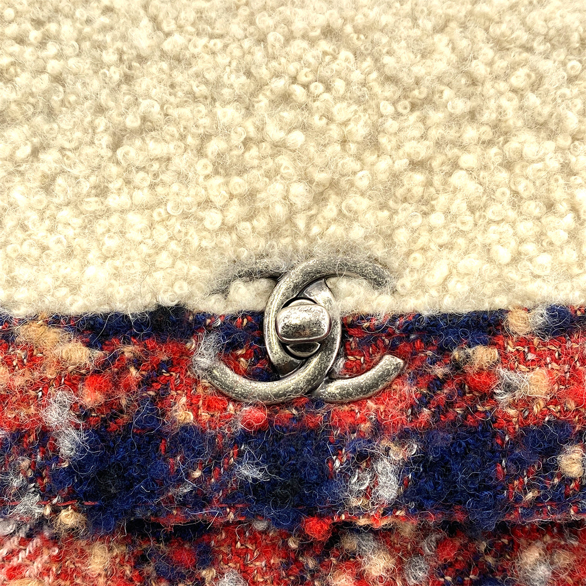 CHANEL CHAIN HAND SHOULDER BAG MULTI COLOR TWEED FUR 90261210