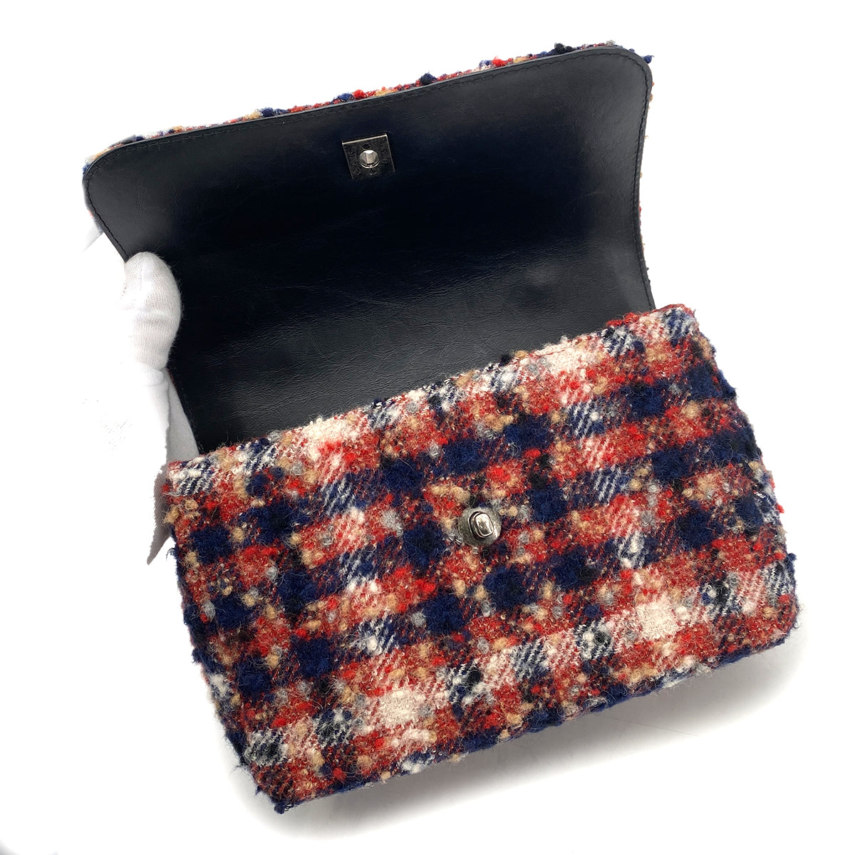 CHANEL CHAIN HAND SHOULDER BAG MULTI COLOR TWEED FUR 90261210