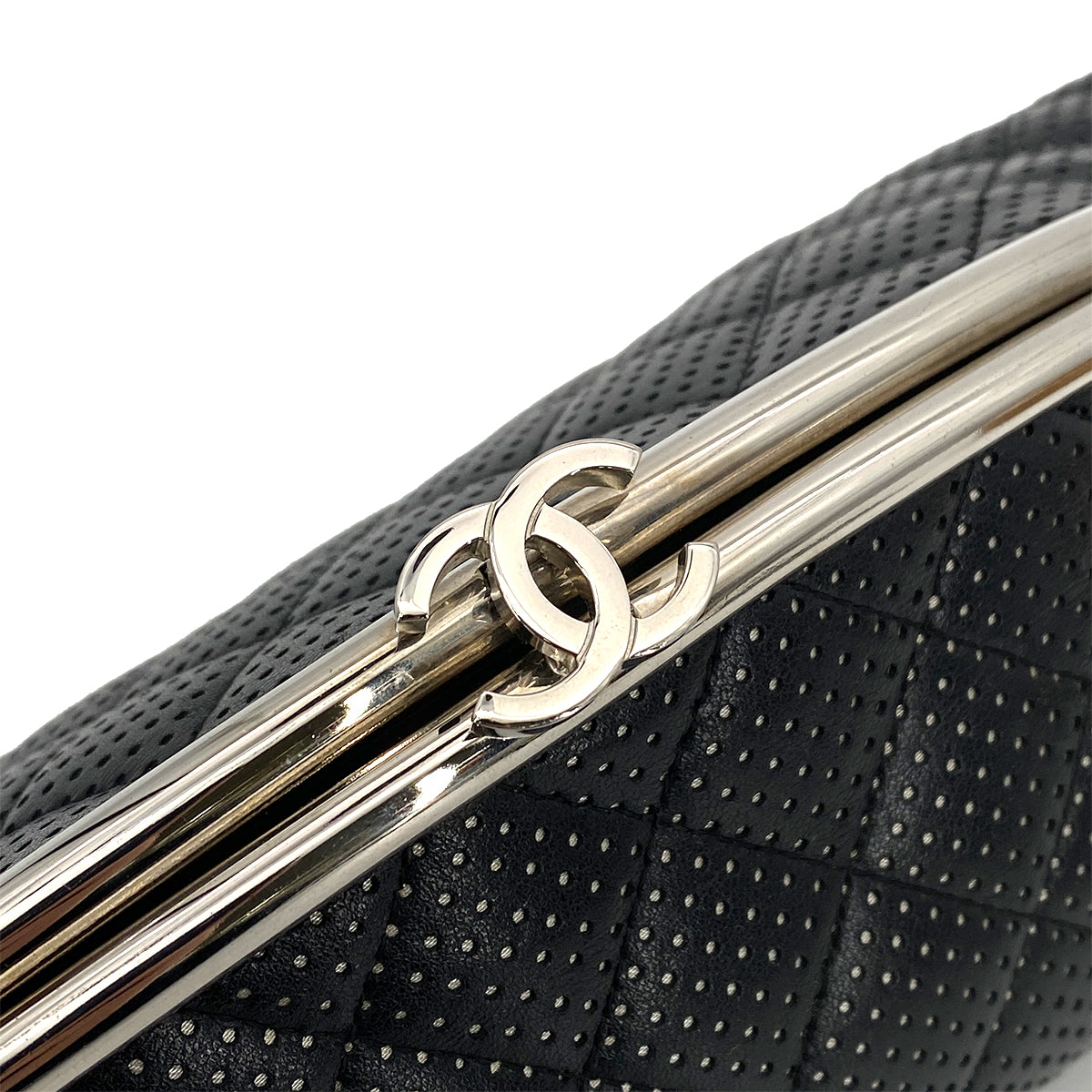 CHANEL VINTAGE CLUTCH BAG BLACK PUNCHING LAMB SKIN 90261212