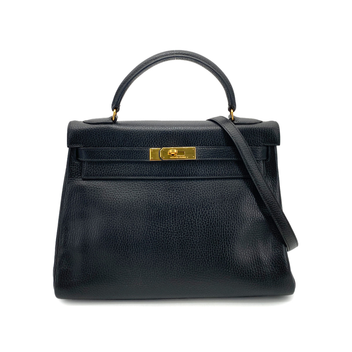HERMES KELLY 32 RETOURNE BLACK ARDENNES HAND SHOULDER BAG 〇T GHW 90261213
