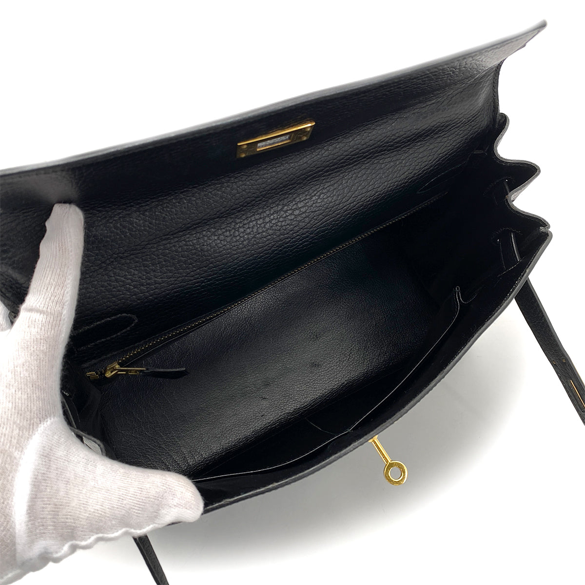 HERMES KELLY 32 RETOURNE BLACK ARDENNES HAND SHOULDER BAG 〇T GHW 90261213