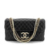CHANEL WESTMINSTER CHAIN SHOULDER BAG FAUX PEARL BLACK LAMB SKIN 90261214