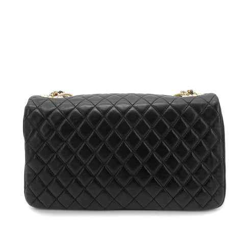 CHANEL WESTMINSTER CHAIN SHOULDER BAG FAUX PEARL BLACK LAMB SKIN 90261214
