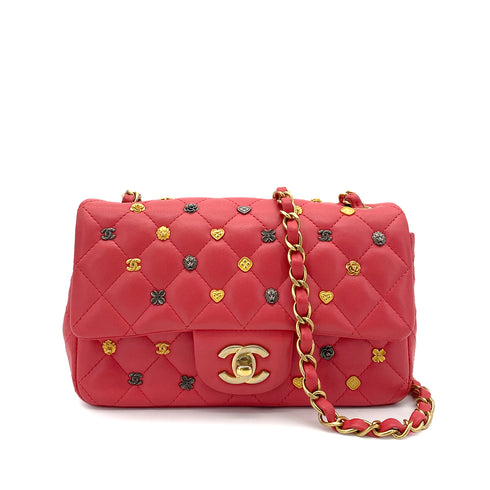 CHANEL MATELASSE ICON CHAIN SHOULDER BAG PINK LAMB SKIN 90261216 - PURPOSE