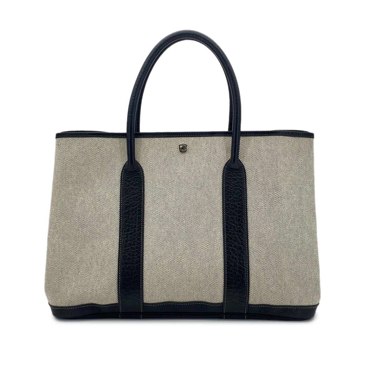 HERMES GARDEN PARTY 36 PM BLACK TOILE H BUFFLE SKIPPER TOTE BAG □J 90261217