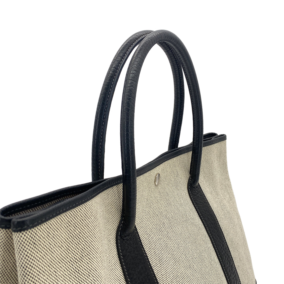 HERMES GARDEN PARTY 36 PM BLACK TOILE H BUFFLE SKIPPER TOTE BAG □J 90261217