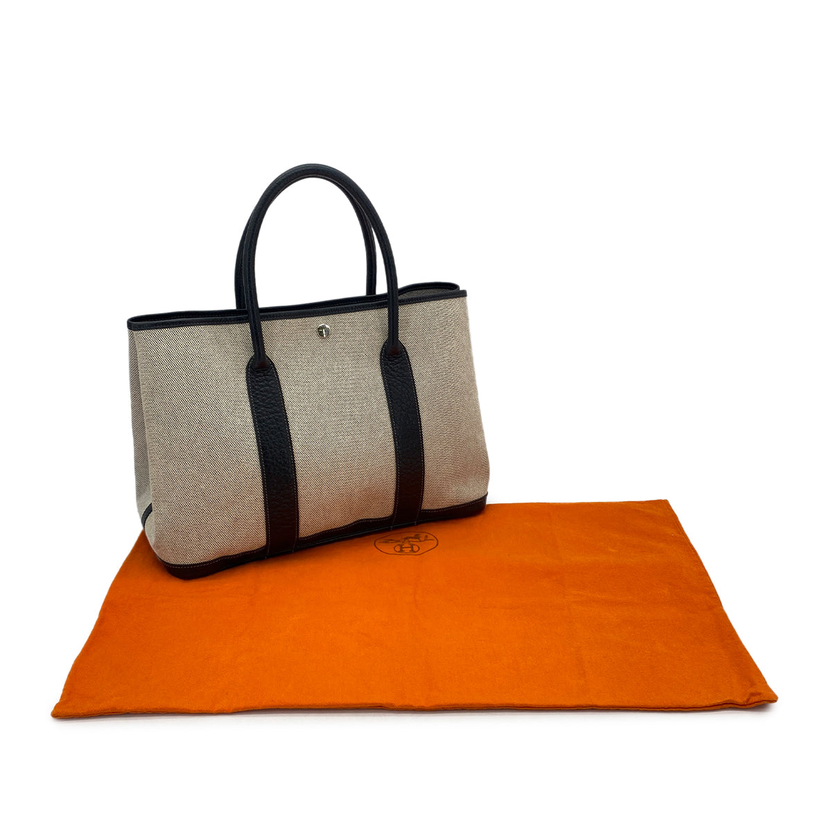 HERMES GARDEN PARTY 36 PM BLACK TOILE H BUFFLE SKIPPER TOTE BAG □J 90261217