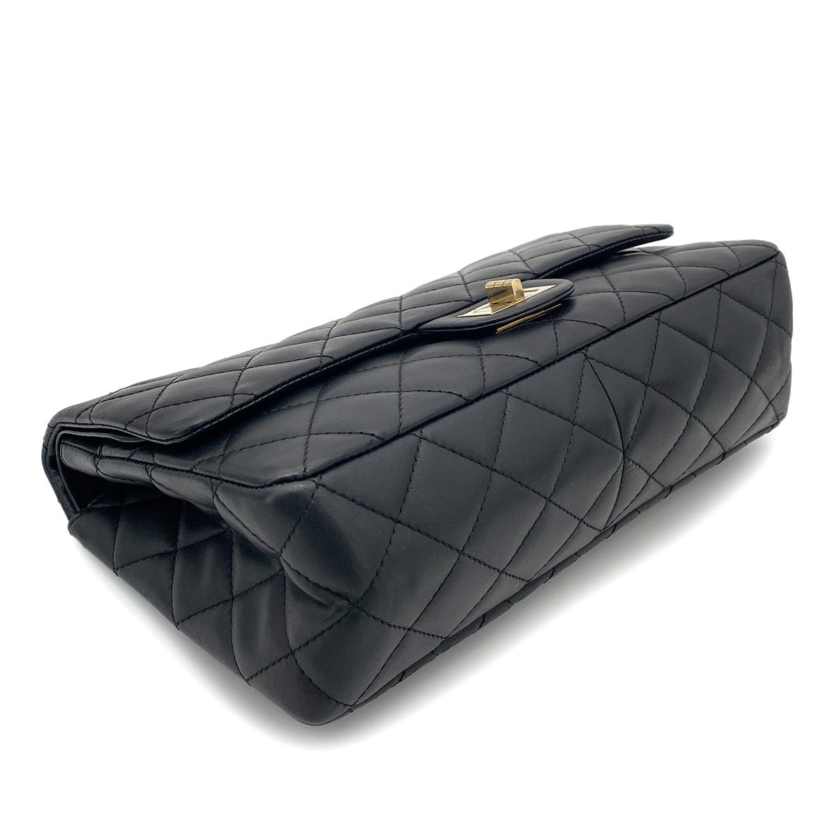 CHANEL VINTAGE 2.55 CHAIN SHOULDER BAG BLACK LAMB SKIN 90261218