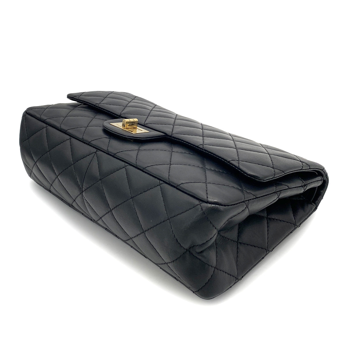 CHANEL VINTAGE 2.55 CHAIN SHOULDER BAG BLACK LAMB SKIN 90261218