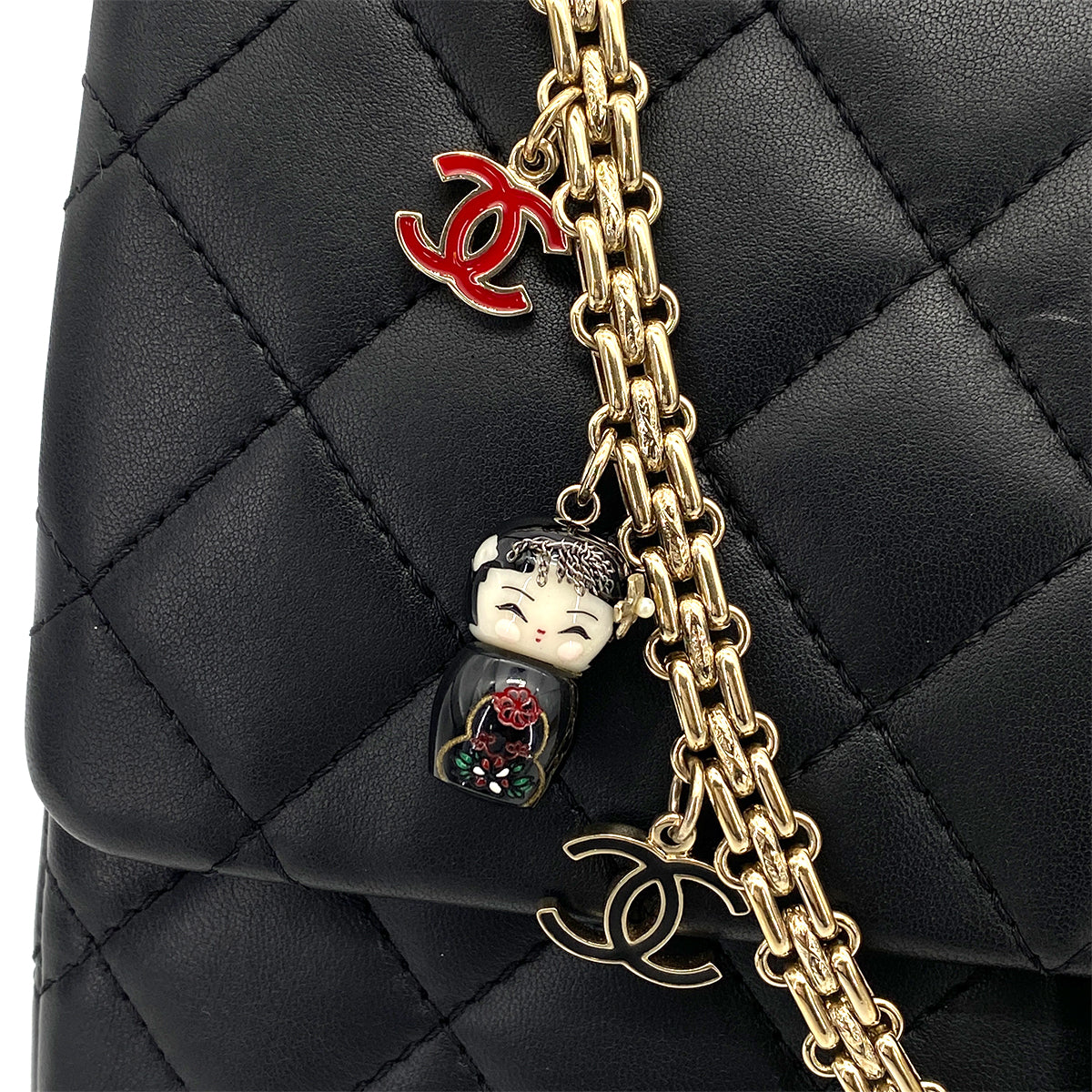 CHANEL VINTAGE 2.55 CHAIN SHOULDER BAG BLACK LAMB SKIN 90261218