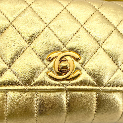 CHANEL VINTAGE MINI MATELASSE CHAIN SHOULDER BAG METALLIC GOLD LAMB SKIN 90261220 - PURPOSE