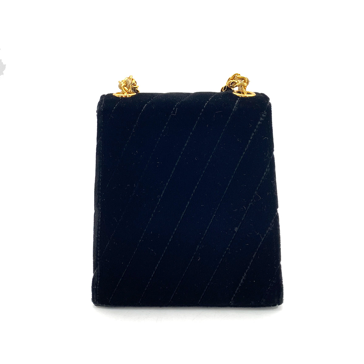 CHANEL VINTAGE VELOR VELVET CHAIN SHOULDER BLACK 90261224