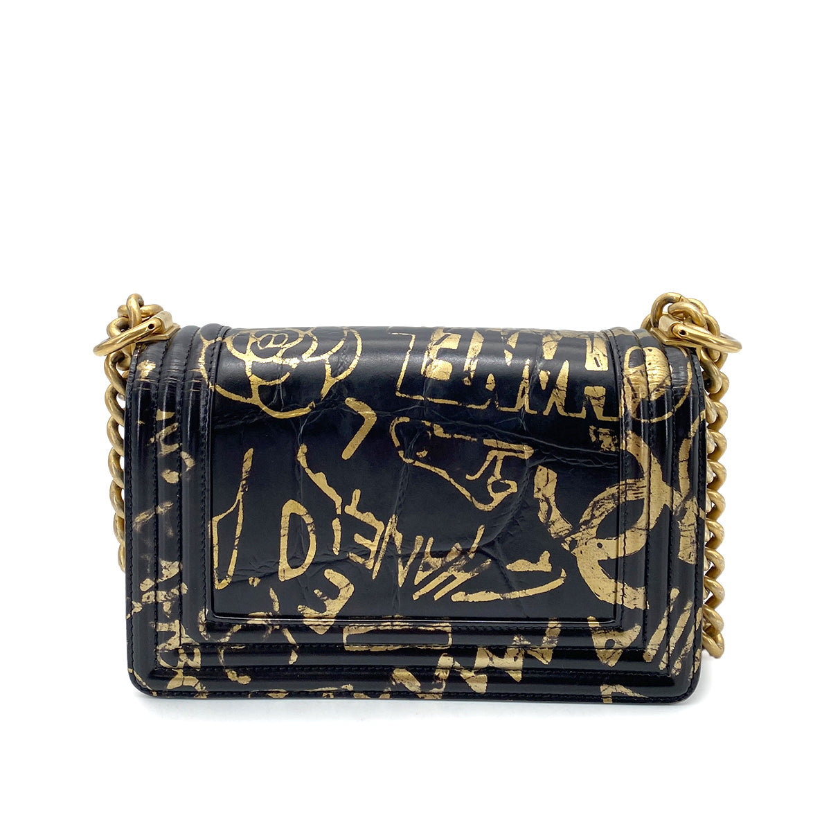 CHANEL BOY CHANEL MINI CHAIN SHOULDER BAG BLACK LEATHER 90261228