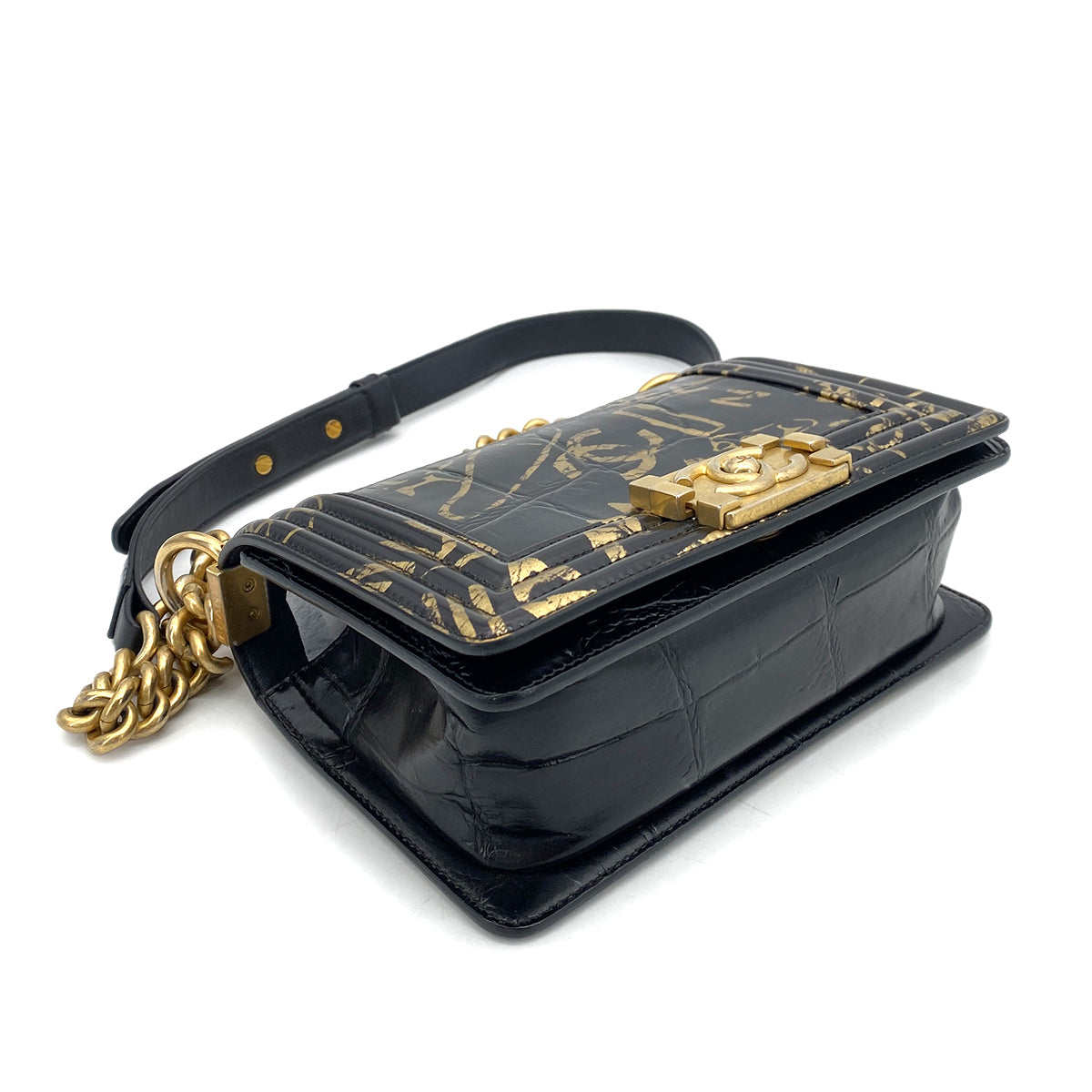CHANEL BOY CHANEL MINI CHAIN SHOULDER BAG BLACK LEATHER 90261228