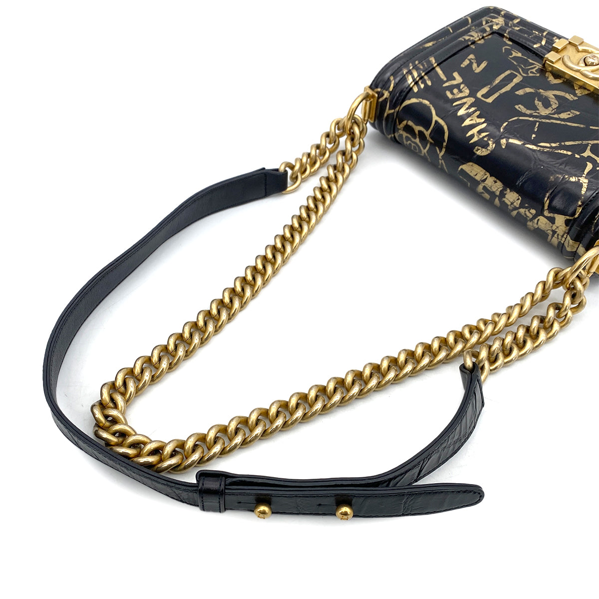 CHANEL BOY CHANEL MINI CHAIN SHOULDER BAG BLACK LEATHER 90261228