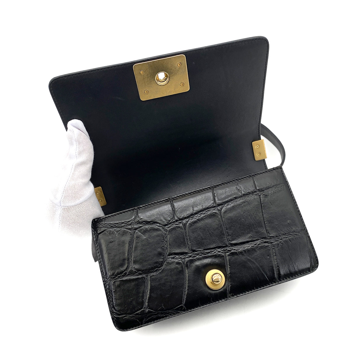 CHANEL BOY CHANEL MINI CHAIN SHOULDER BAG BLACK LEATHER 90261228