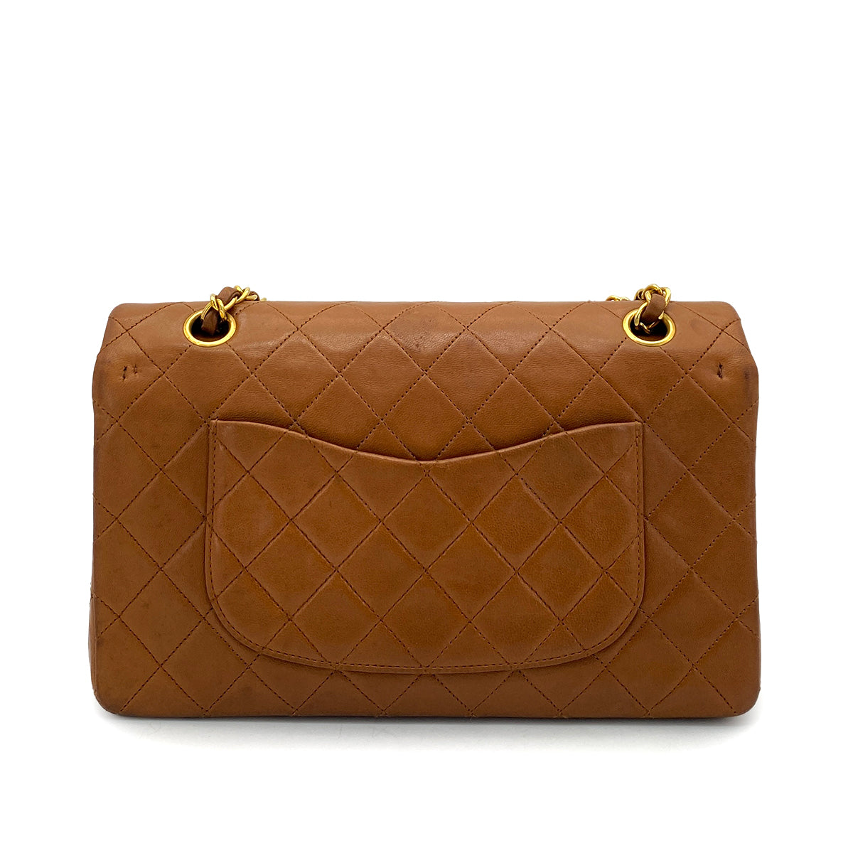 CHANEL VINTAGE CLASSIC FLAP MEDIUM CHAIN SHOULDER BAG BROWN LAMB SKIN 90261246