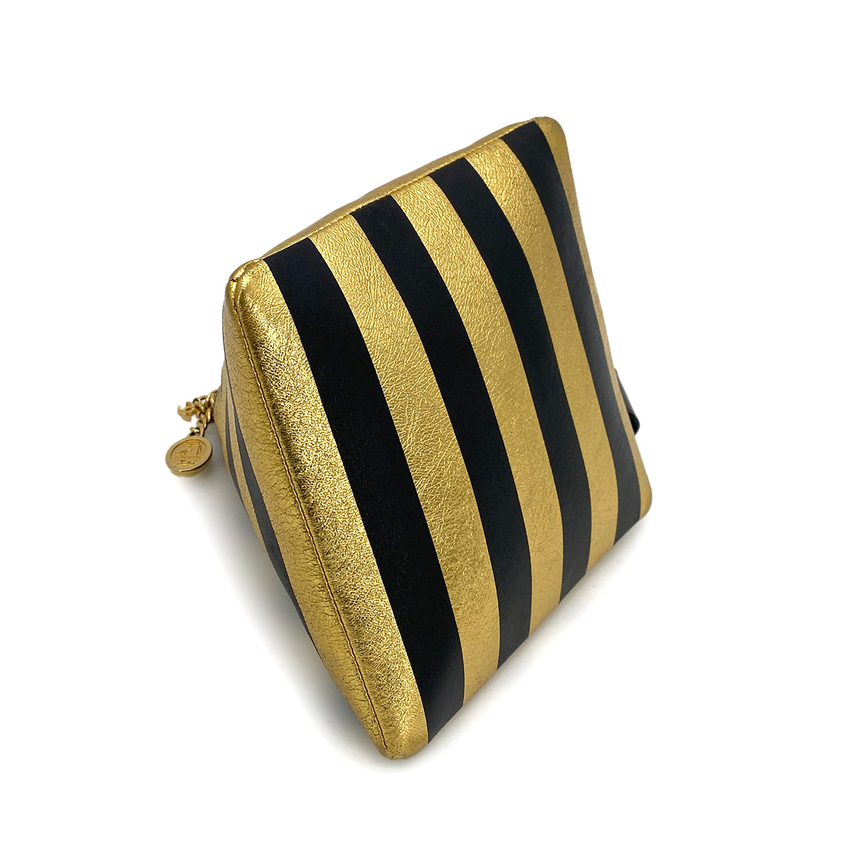 CHANEL EGYPT LIMITED HAND BAG POUCH GOLD BLACK LAMB SKIN 90261247