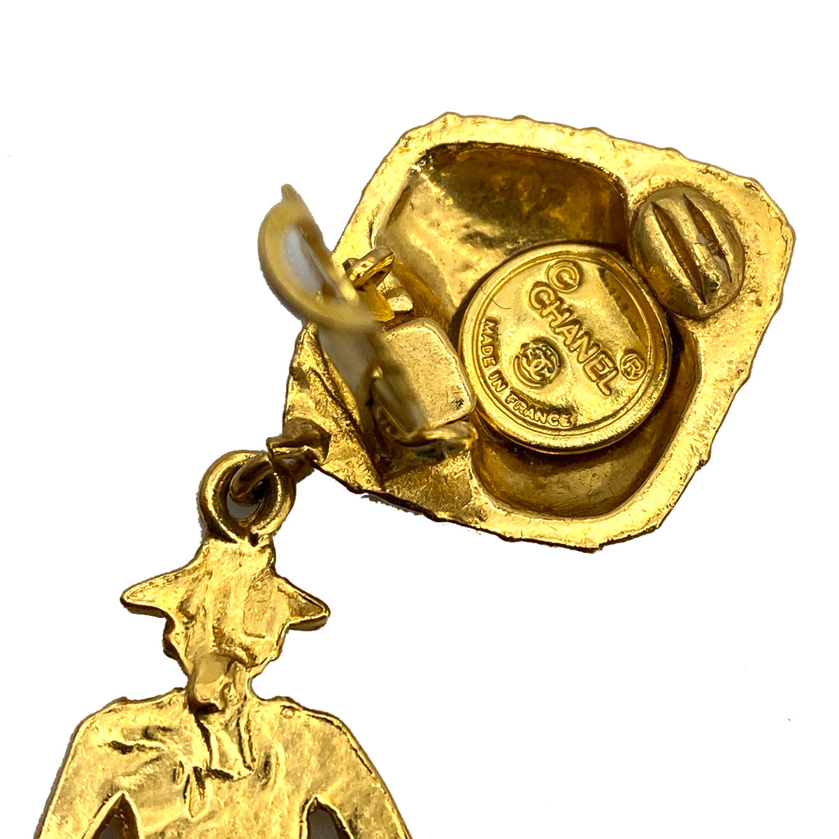 CHANEL VINTAGE EARRINGS MADEMOISELLE GOLD ACCESSORY 90261252