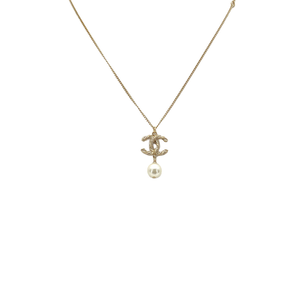 CHANEL NECKLACE COCOMARK TWISTED RHINESTONE PEARL GOLD ACCESSORY B14V 90261276
