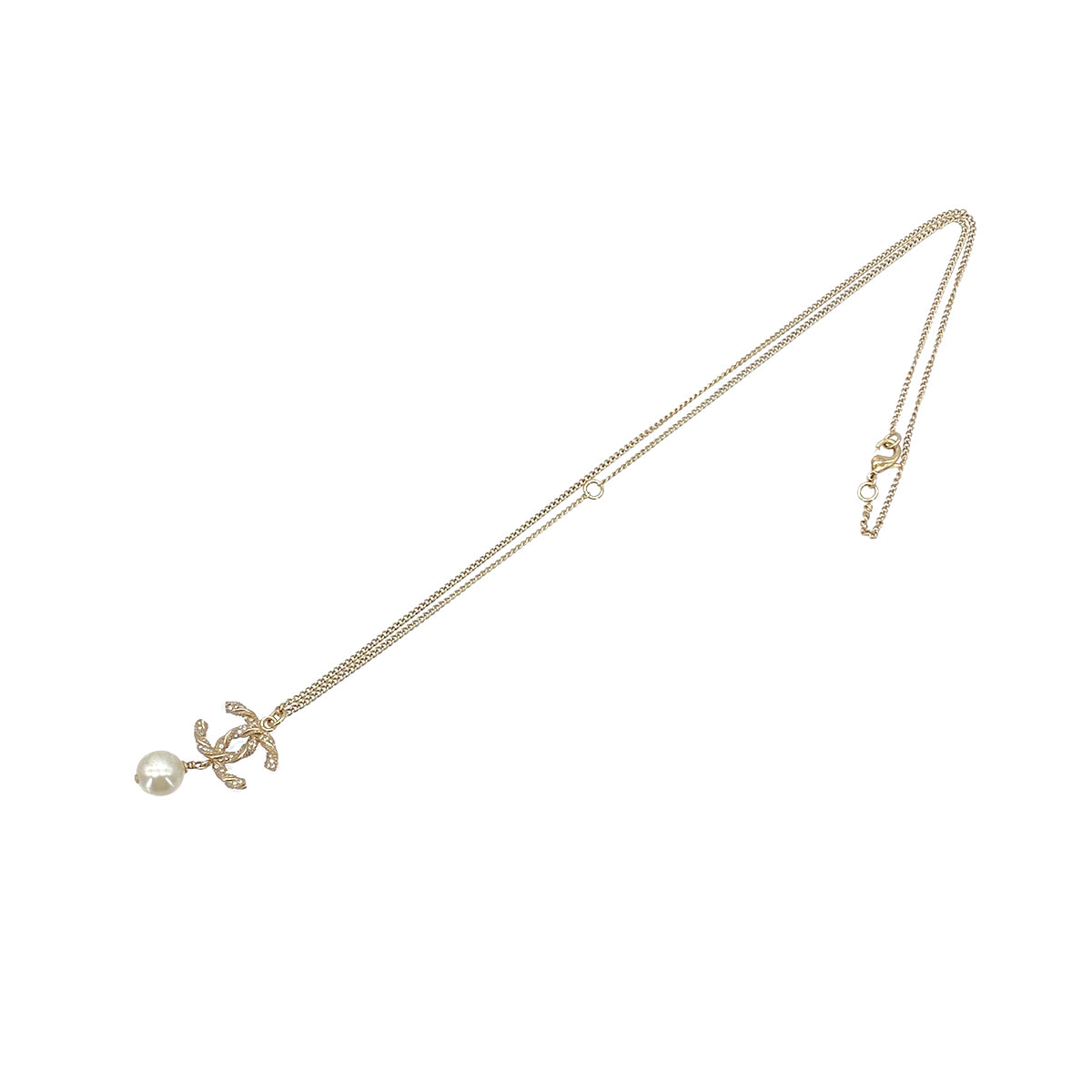 CHANEL NECKLACE COCOMARK TWISTED RHINESTONE PEARL GOLD ACCESSORY B14V 90261276