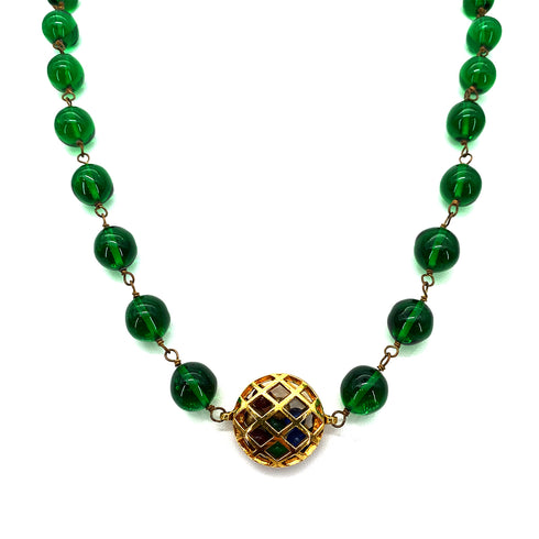 CHANEL VINTAGE NECKLACE GRIPOIX GREEN ACCESSORY 90261281 - PURPOSE