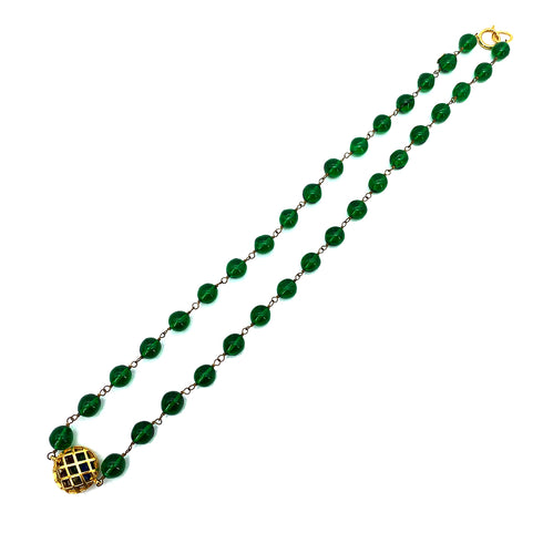 CHANEL VINTAGE NECKLACE GRIPOIX GREEN ACCESSORY 90261281 - PURPOSE