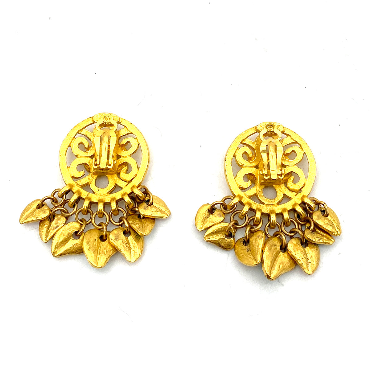 CHANEL VINTAGE EARRINGS FRINGE GRIPOIX ACCESSORY 95P 90261282