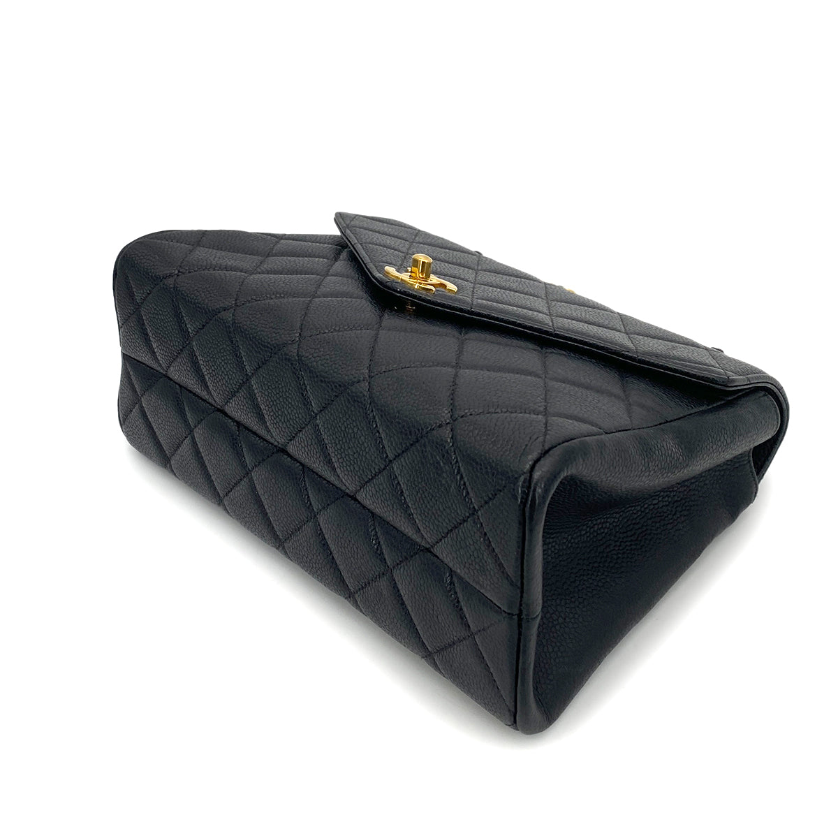 CHANEL VINTAGE MATELASSE CHAIN HAND BAG BLACK CAVIAR SKIN 90261301