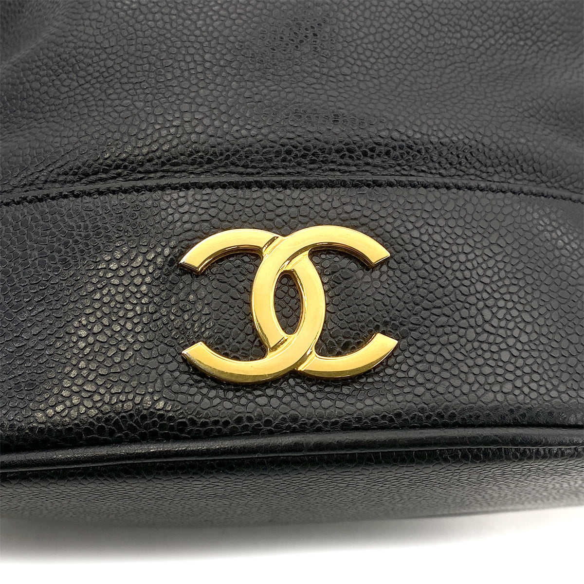 CHANEL VINTAGE TRIPLE COCO CHAIN SHOULDER BAG BLACK CAVIAR SKIN 90261302