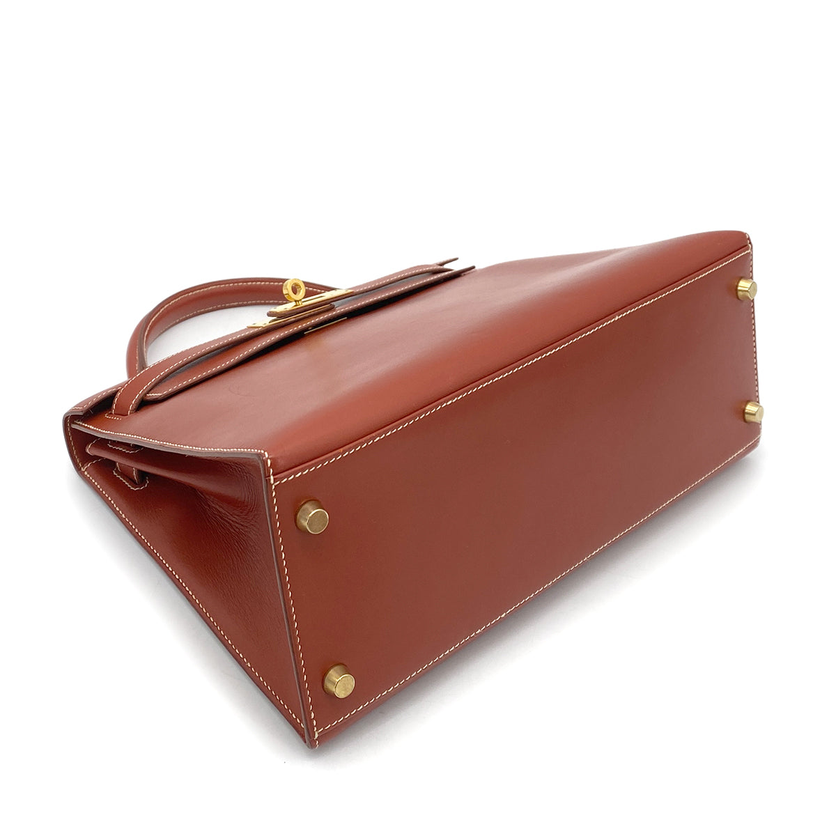 HERMES KELLY 28 SELLIER BRIQUE BOXCALF HAND SHOULDER BAG 〇X GHW 90261303