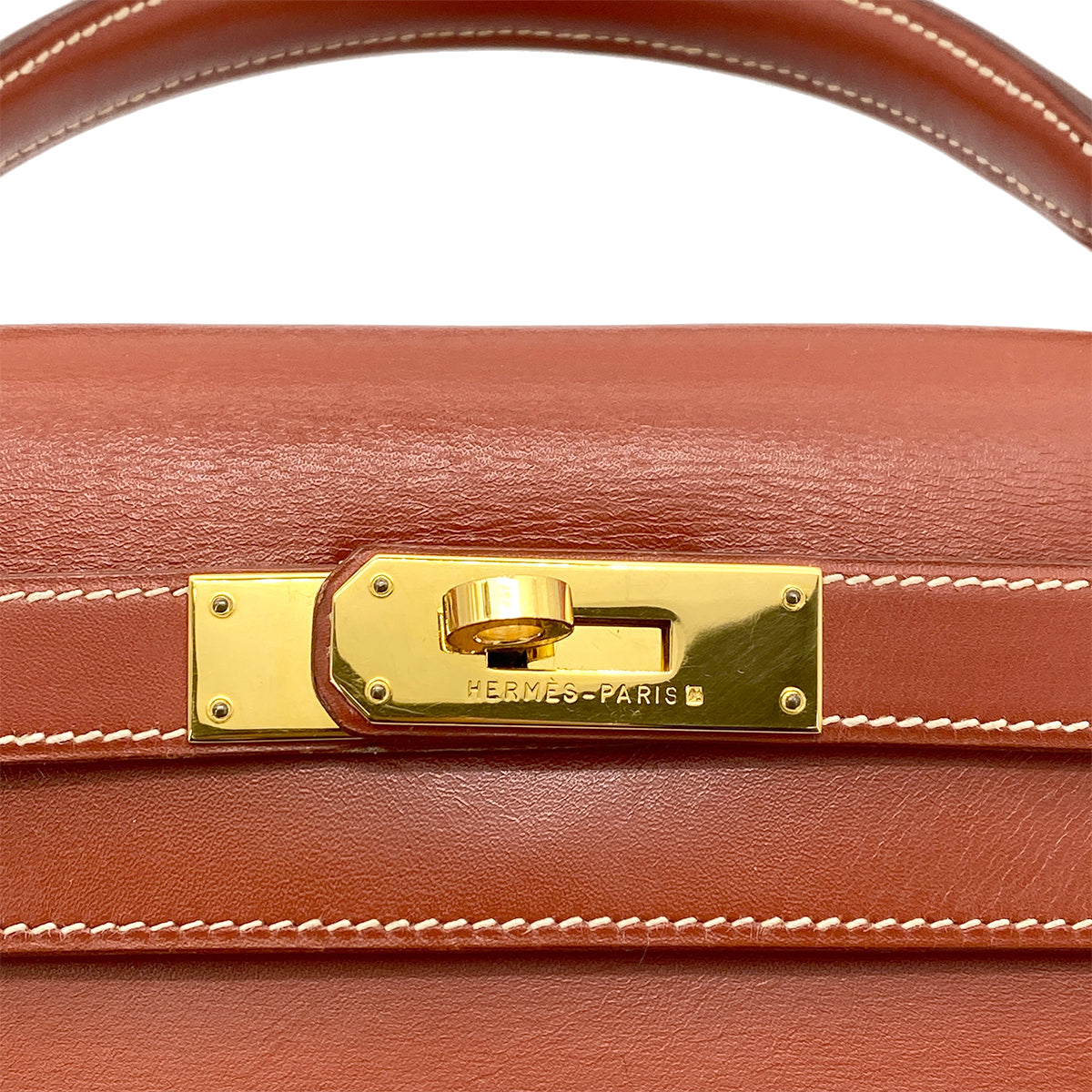 HERMES KELLY 28 SELLIER BRIQUE BOXCALF HAND SHOULDER BAG 〇X GHW 90261303