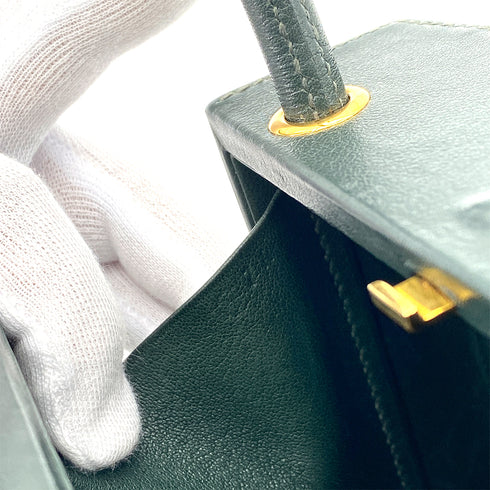 HERMES CADENA KELLY HAND BAG BOX CARF GREEN 〇Y 90261304 - PURPOSE