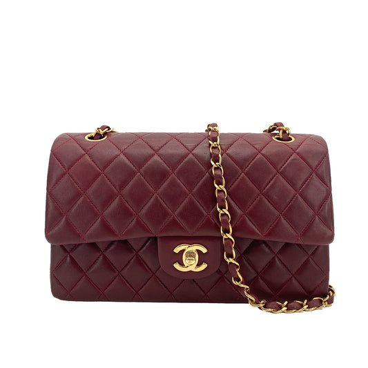 CHANEL VINTAGE CLASSIC FLAP MEDIUM CHAIN SHOULDER BAG BURGUNDY LAMB SKIN 90261309