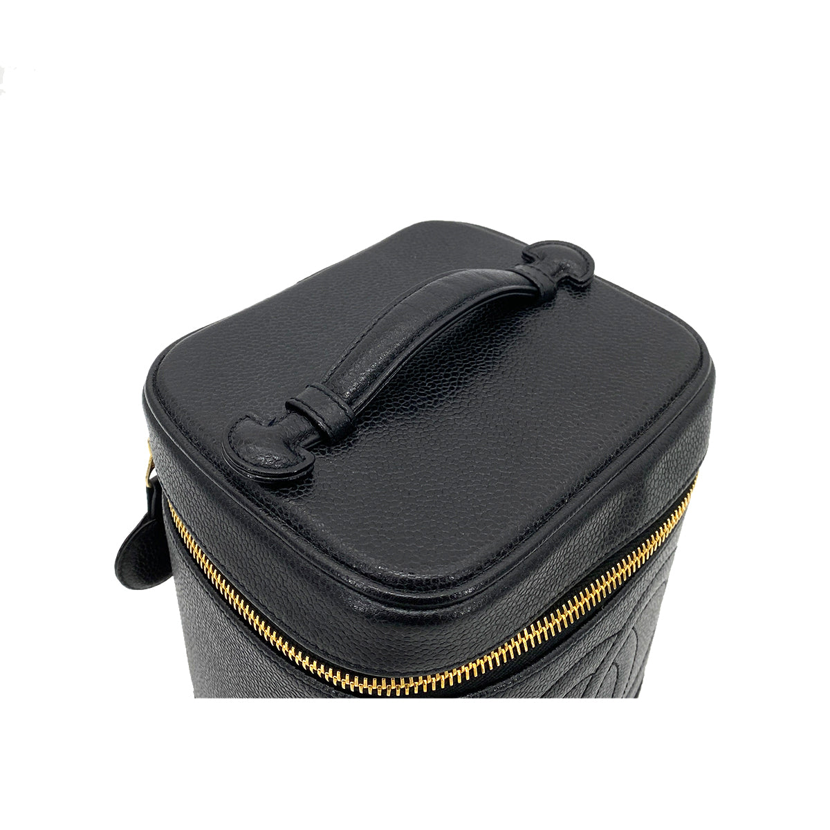 CHANEL VINTAGE VANITY HAND BAG BLACK CAVIAR SKIN 90261312