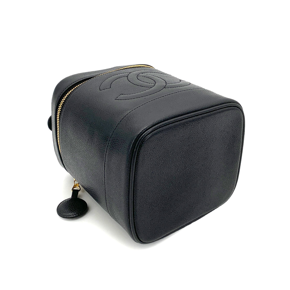 CHANEL VINTAGE VANITY HAND BAG BLACK CAVIAR SKIN 90261312
