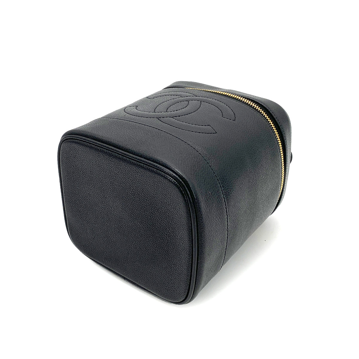 CHANEL VINTAGE VANITY HAND BAG BLACK CAVIAR SKIN 90261312