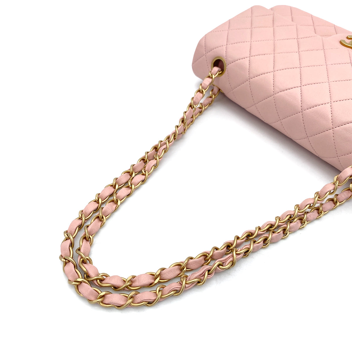 CHANEL VINTAGE CLASSIC FLAP MEDIUM CHAIN SHOULDER BAG PINK LAMB SKIN 90261313