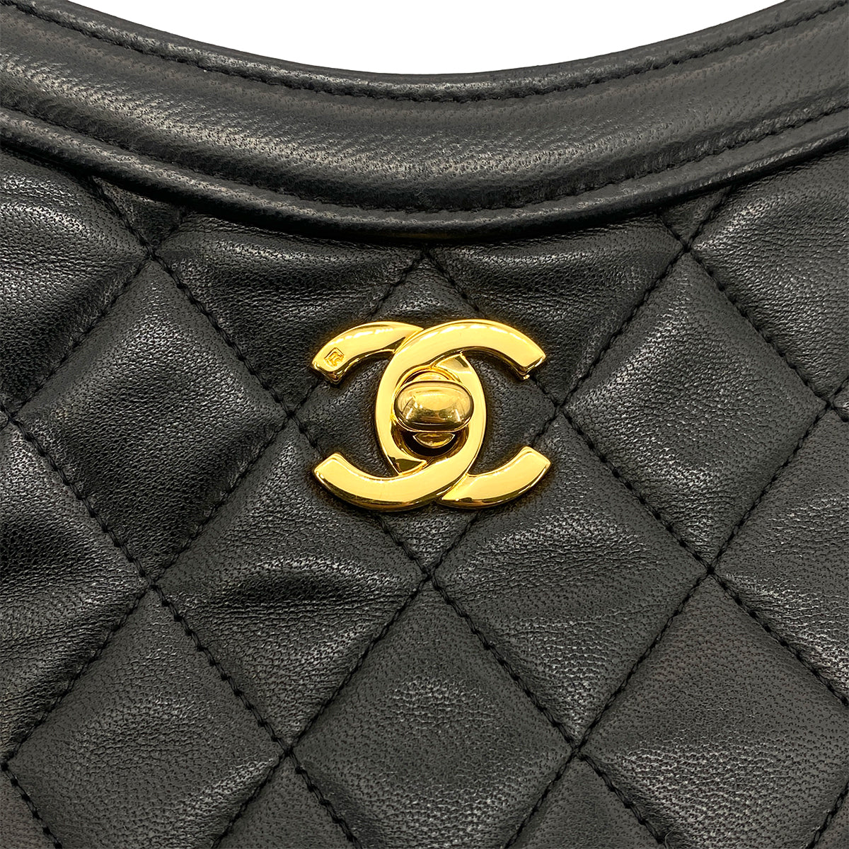 CHANEL VINTAGE CHAIN TOTE SHOULDER BAG BLACK LAMB SKIN 90261317