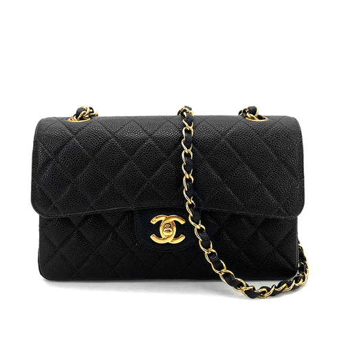 CHANEL VINTAGE CLASSIC FLAP MEDIUM CHAIN SHOULDER BAG BLACK CAVIAR SKIN 90261318 - PURPOSE