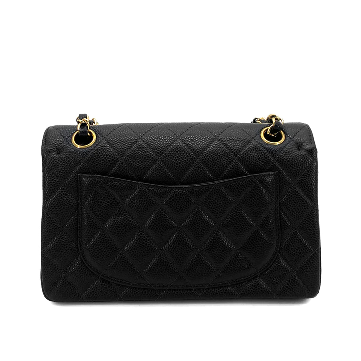 CHANEL VINTAGE CLASSIC FLAP MEDIUM CHAIN SHOULDER BAG BLACK CAVIAR SKIN 90261318