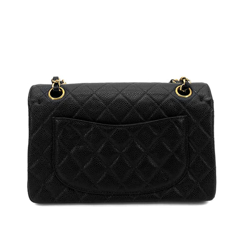 CHANEL VINTAGE CLASSIC FLAP MEDIUM CHAIN SHOULDER BAG BLACK CAVIAR SKIN 90261318 - PURPOSE