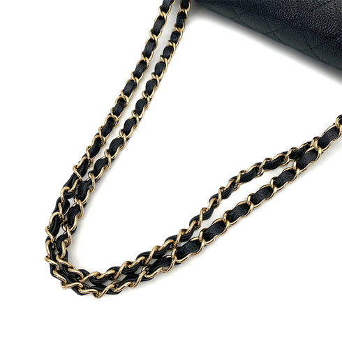 CHANEL VINTAGE CLASSIC FLAP MEDIUM CHAIN SHOULDER BAG BLACK CAVIAR SKIN 90261318 - PURPOSE