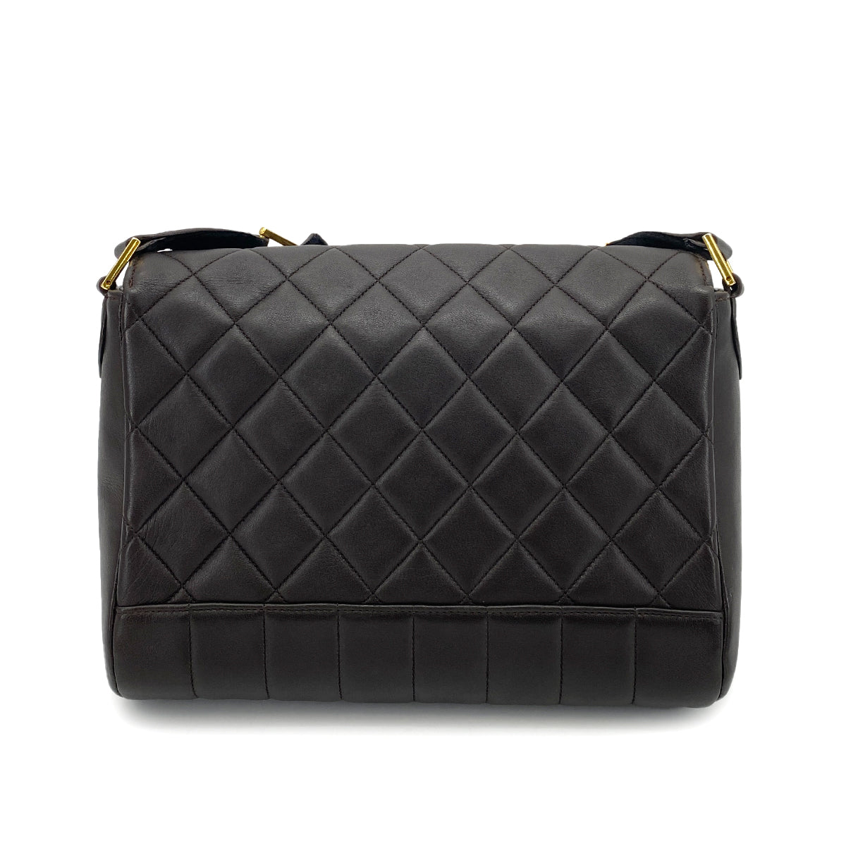 CHANEL VINTAGE MATELASSE SHOULDER BAG DARK BROWN LAMB SKIN 90261319
