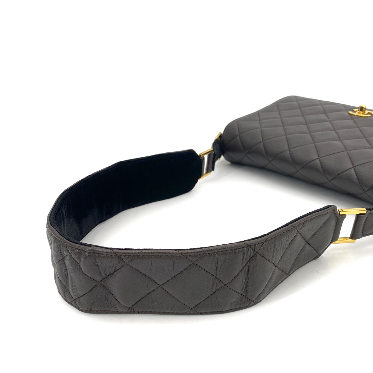 CHANEL VINTAGE MATELASSE SHOULDER BAG DARK BROWN LAMB SKIN 90261319