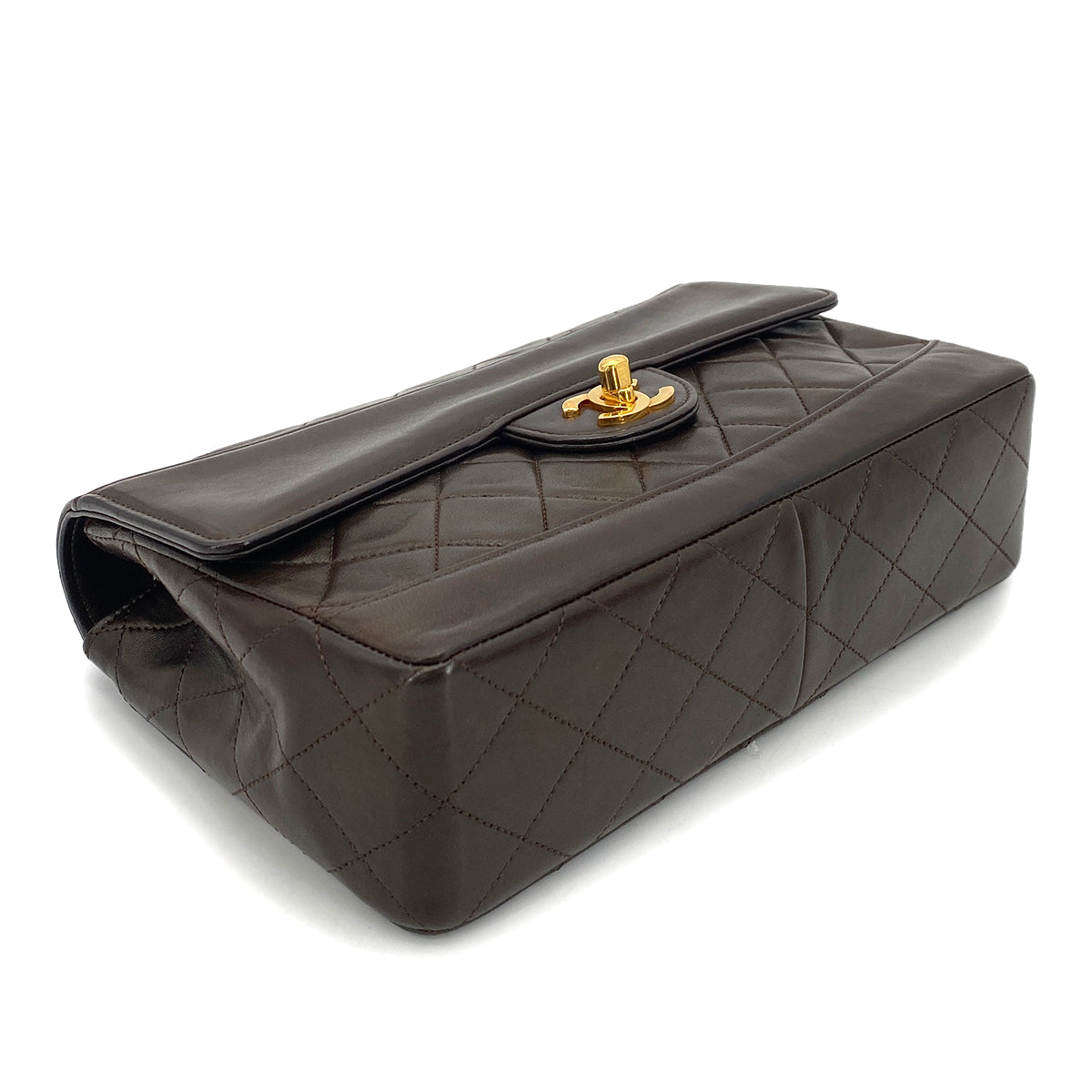 CHANEL VINTAGE MATELASSE CHAIN SHOULDER BAG BROWN LAMB SKIN 90261321