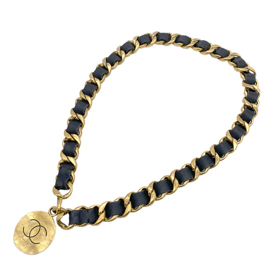 CHANEL VINTAGE CHAIN BELT LEATHER COCOMARK ACCESSORY 90261331