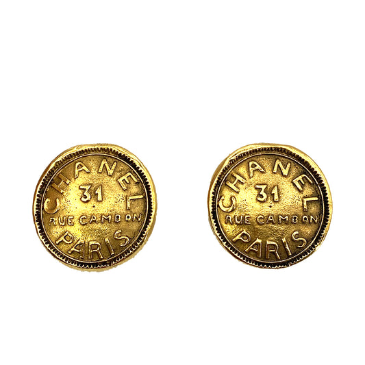 CHANEL VINTAGE EARRINGS ROUND CHANEL 31 LOGO ACCESSORY 90261335