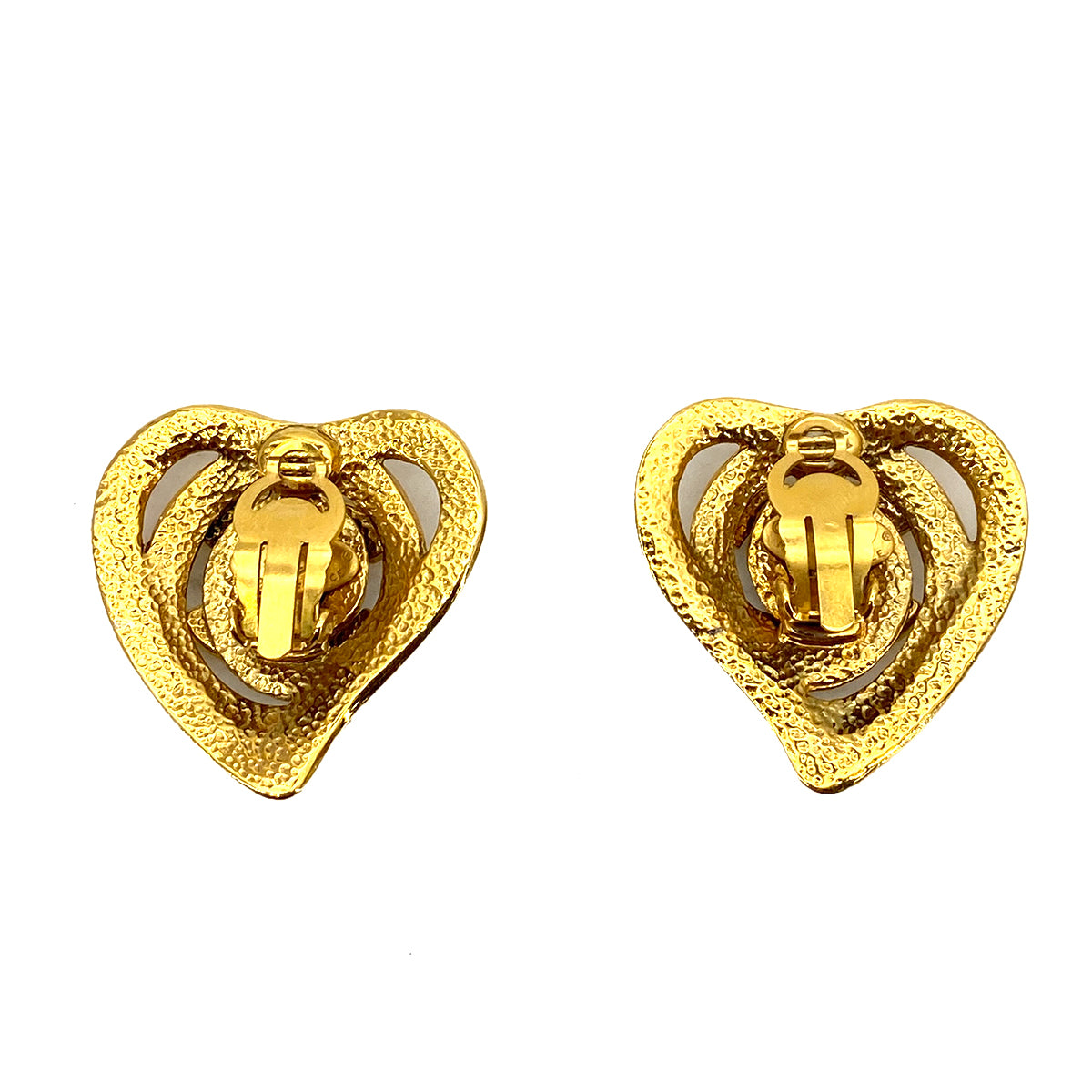 CHANEL VINTAGE EARRINGS HEART COCOMARK ACCESSORY 95P 90261339